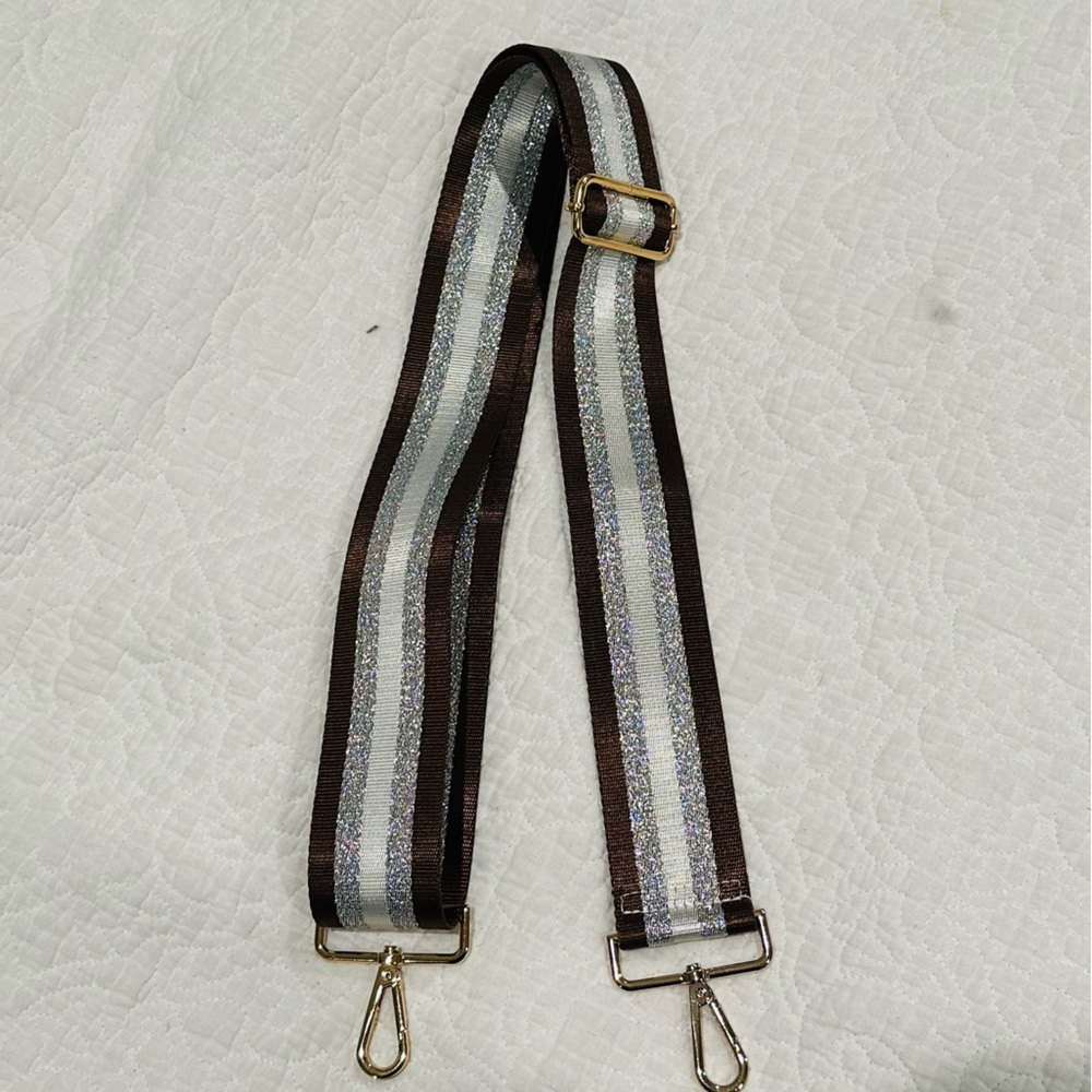 Brown, Silver, Gray Purse Strap | 26-49 inches